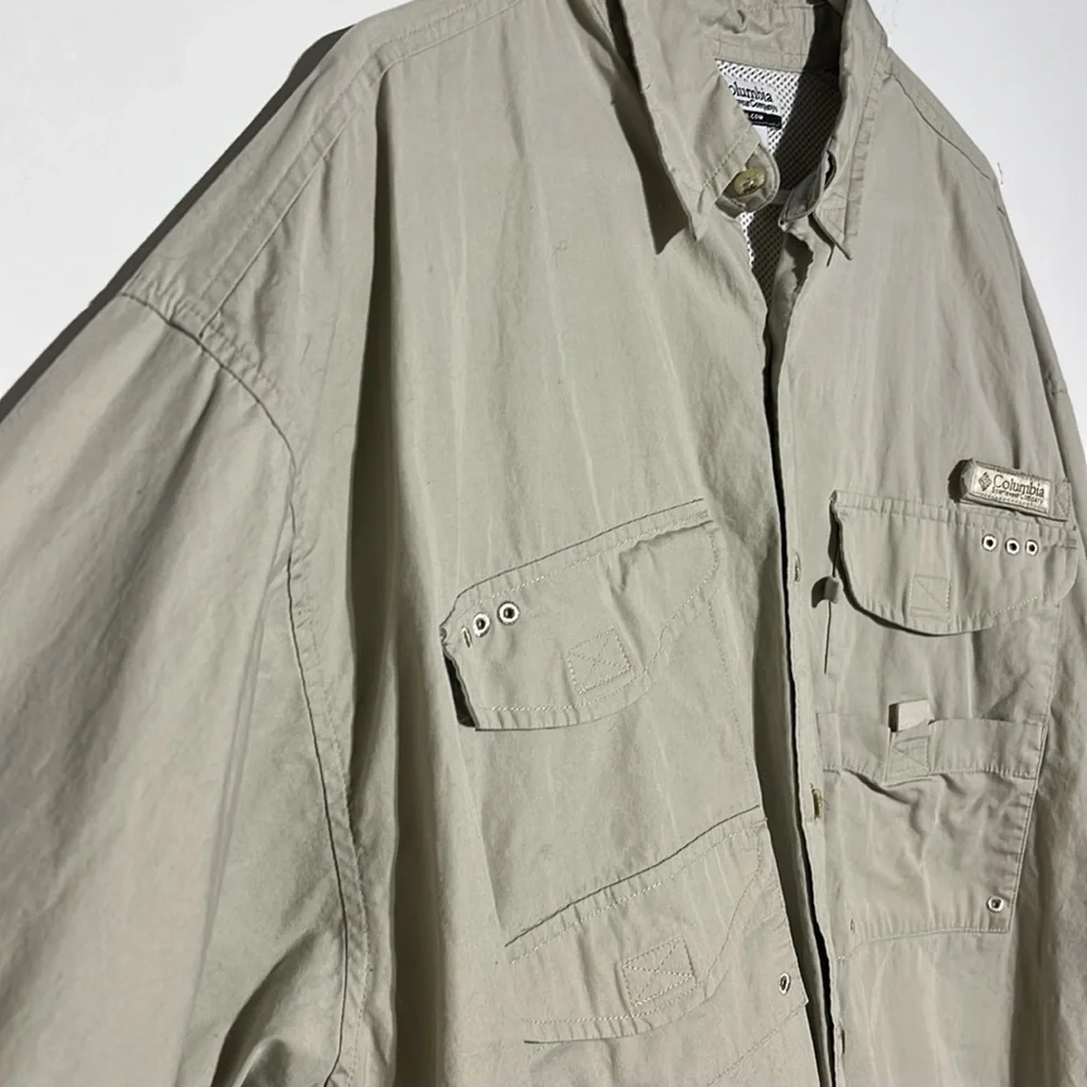 Columbia PPG Tan Beige Long Sleeve Button Down Fishing Shirt Size XXL - Picture 4 of 12
